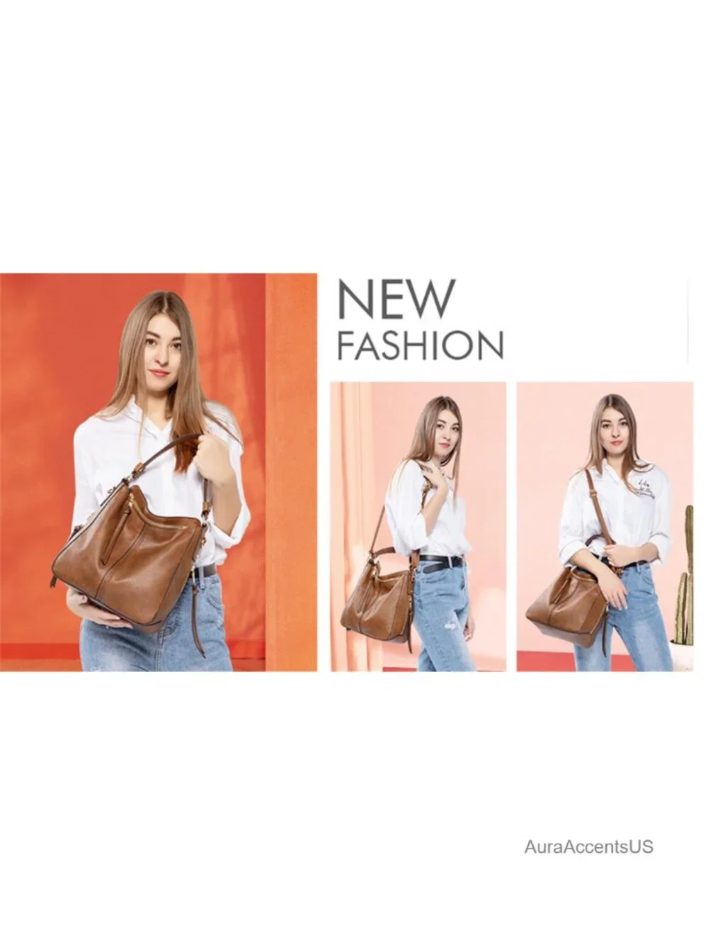 Hobo Crossbody Bag for Women, Faux Leather Shoulder Purse, Large Capacity